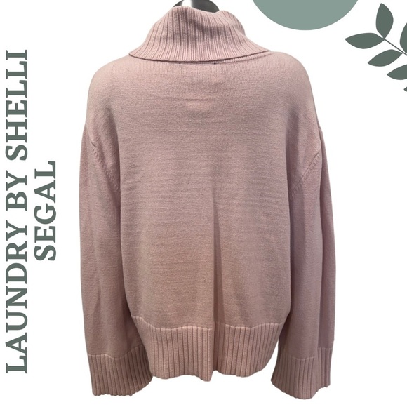 🛍️3/$40 Laundry Shelli Segal Light Pink Turtleneck Sweater Rib Pullover Medium - Picture 4 of 8